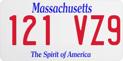MA license plate 121VZ9