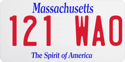 MA license plate 121WA0