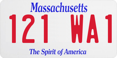 MA license plate 121WA1