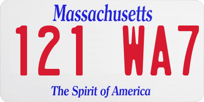 MA license plate 121WA7