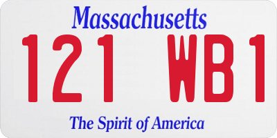 MA license plate 121WB1