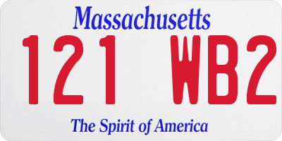 MA license plate 121WB2