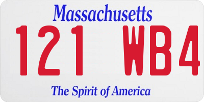 MA license plate 121WB4