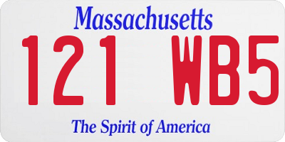 MA license plate 121WB5