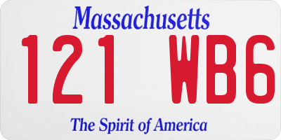 MA license plate 121WB6