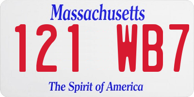 MA license plate 121WB7