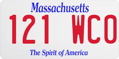 MA license plate 121WC0