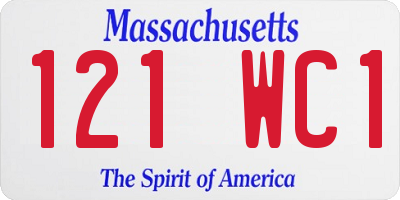 MA license plate 121WC1