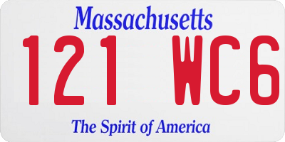 MA license plate 121WC6