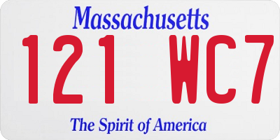 MA license plate 121WC7
