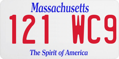 MA license plate 121WC9