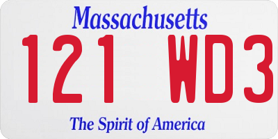 MA license plate 121WD3