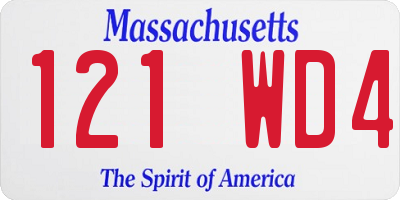 MA license plate 121WD4