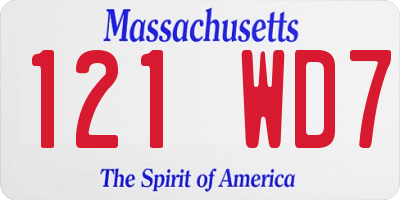 MA license plate 121WD7