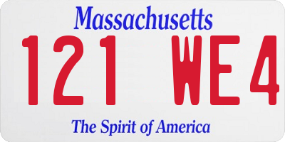 MA license plate 121WE4