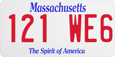 MA license plate 121WE6