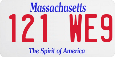 MA license plate 121WE9