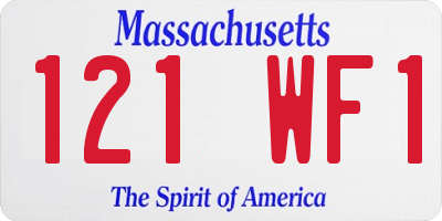 MA license plate 121WF1
