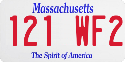 MA license plate 121WF2