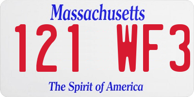 MA license plate 121WF3
