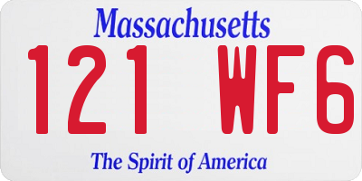 MA license plate 121WF6