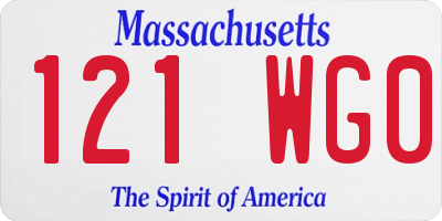 MA license plate 121WG0