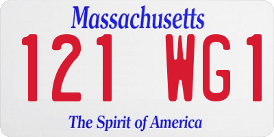 MA license plate 121WG1