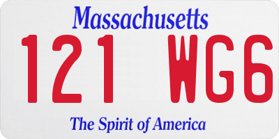 MA license plate 121WG6