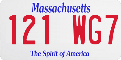 MA license plate 121WG7