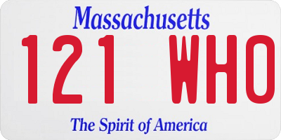 MA license plate 121WH0