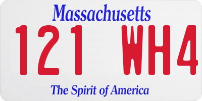 MA license plate 121WH4