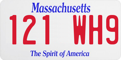 MA license plate 121WH9