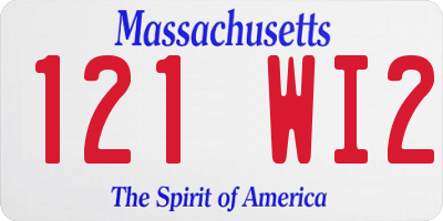 MA license plate 121WI2