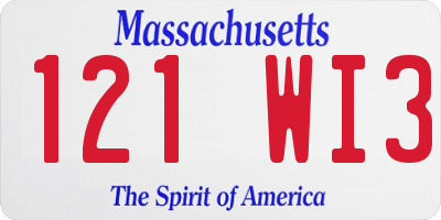 MA license plate 121WI3