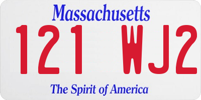 MA license plate 121WJ2