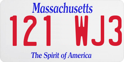 MA license plate 121WJ3