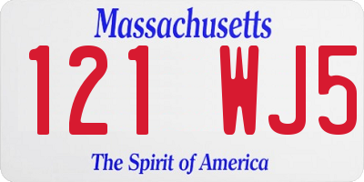 MA license plate 121WJ5