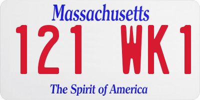 MA license plate 121WK1