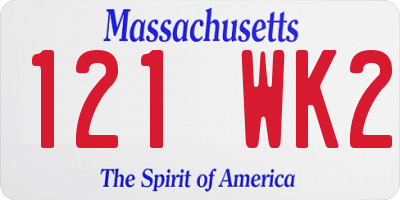 MA license plate 121WK2
