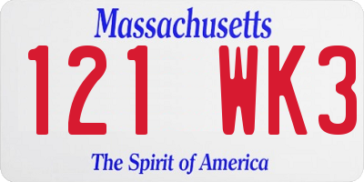 MA license plate 121WK3