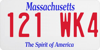 MA license plate 121WK4