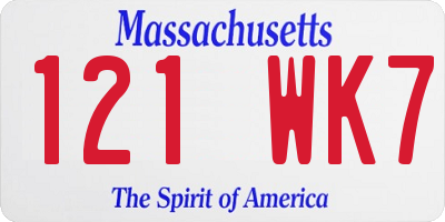 MA license plate 121WK7