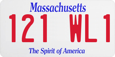 MA license plate 121WL1