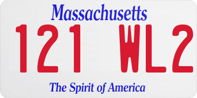 MA license plate 121WL2