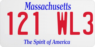 MA license plate 121WL3