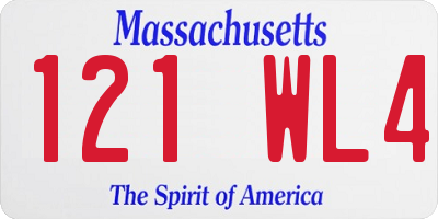 MA license plate 121WL4