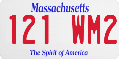 MA license plate 121WM2