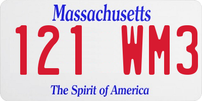 MA license plate 121WM3