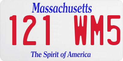 MA license plate 121WM5