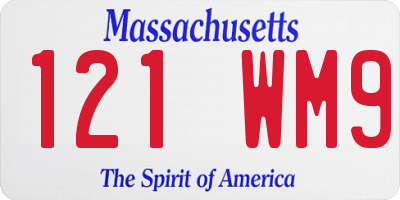 MA license plate 121WM9